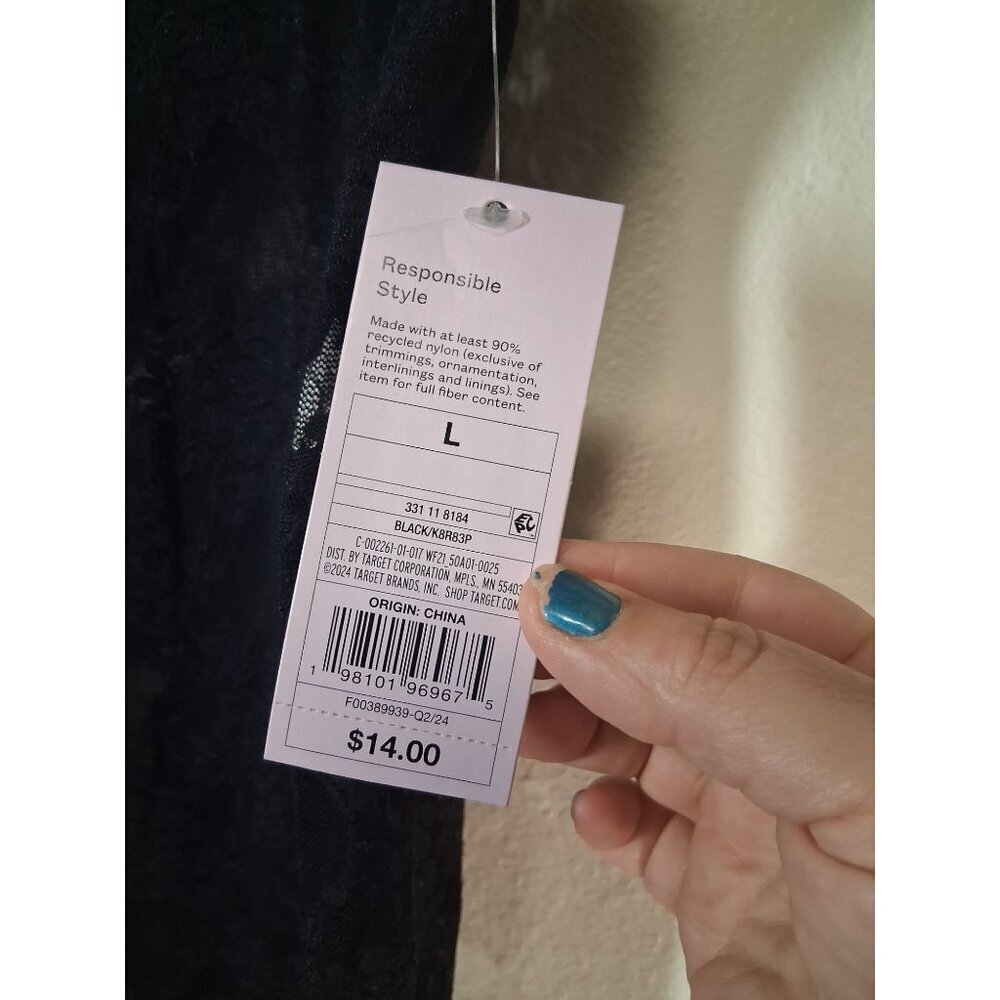 NWT Wild Fable Lace Pants Boho Sheer Cottage Casual Floral Black Size Large - Picture 5 of 7